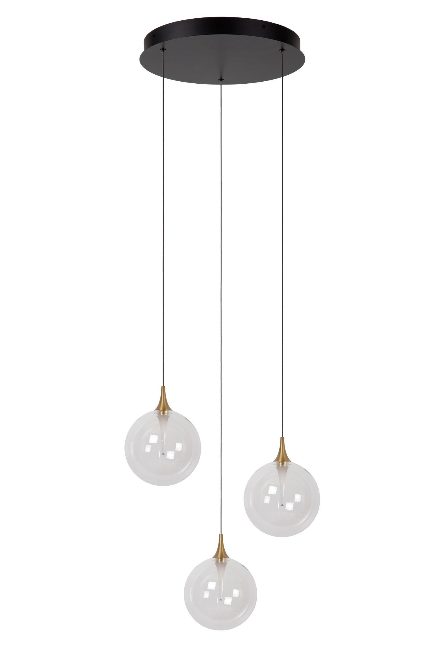 Licht-Erlebnisse Pendelleuchte WERIN, LED fest integriert, Warmweiß, LED Glas Metall H: max. 150 cm Schwarz Kugelschirm 2700 K warmweiß