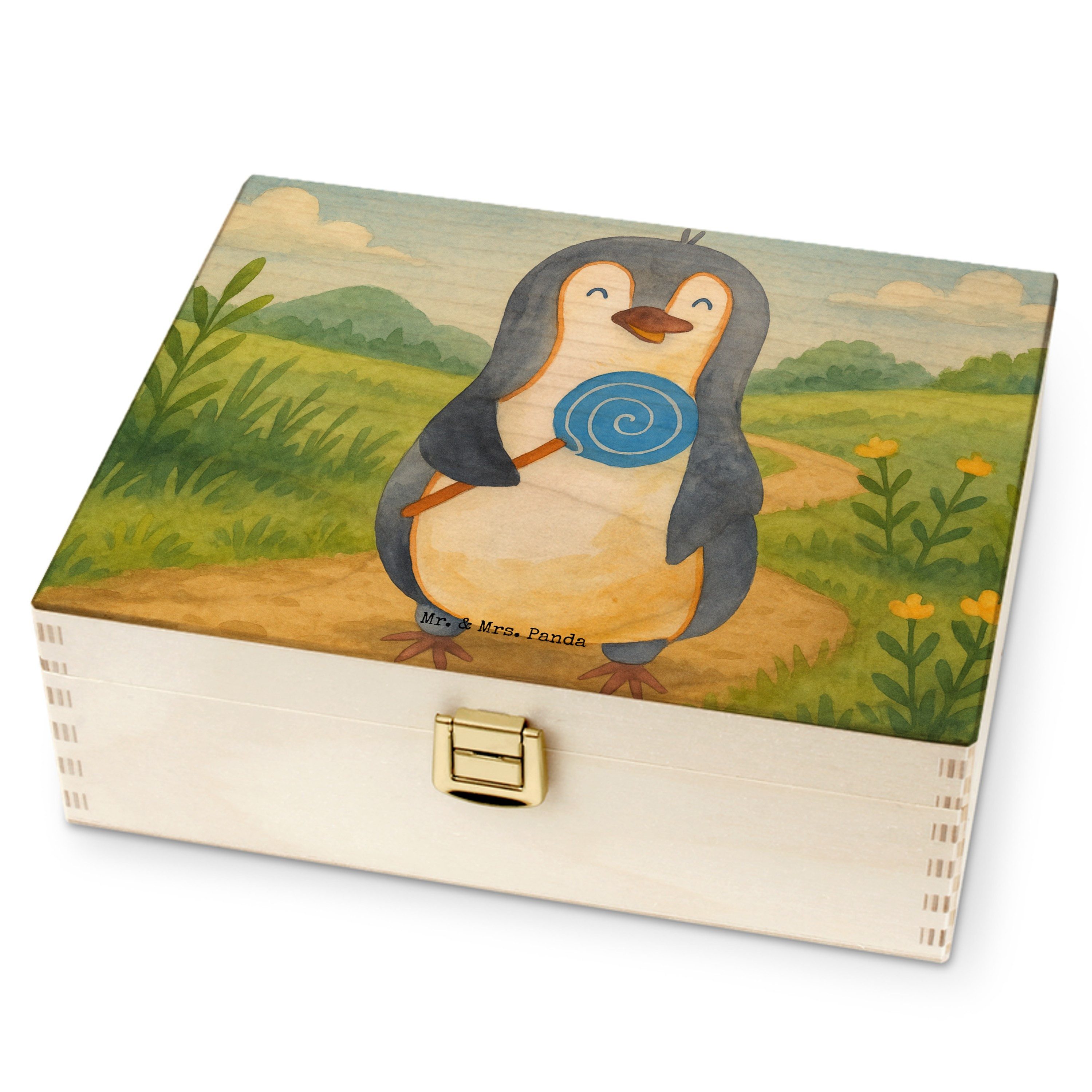 Mr. & Mrs. Panda Teebox Pinguin Lolli Design, Tee Organizer, Weiß, Heißhunger, Süßigkeiten, b, Birkenholz, (Packung), teekiste mit unterteilung Teeaufbewahrung Teebeutel