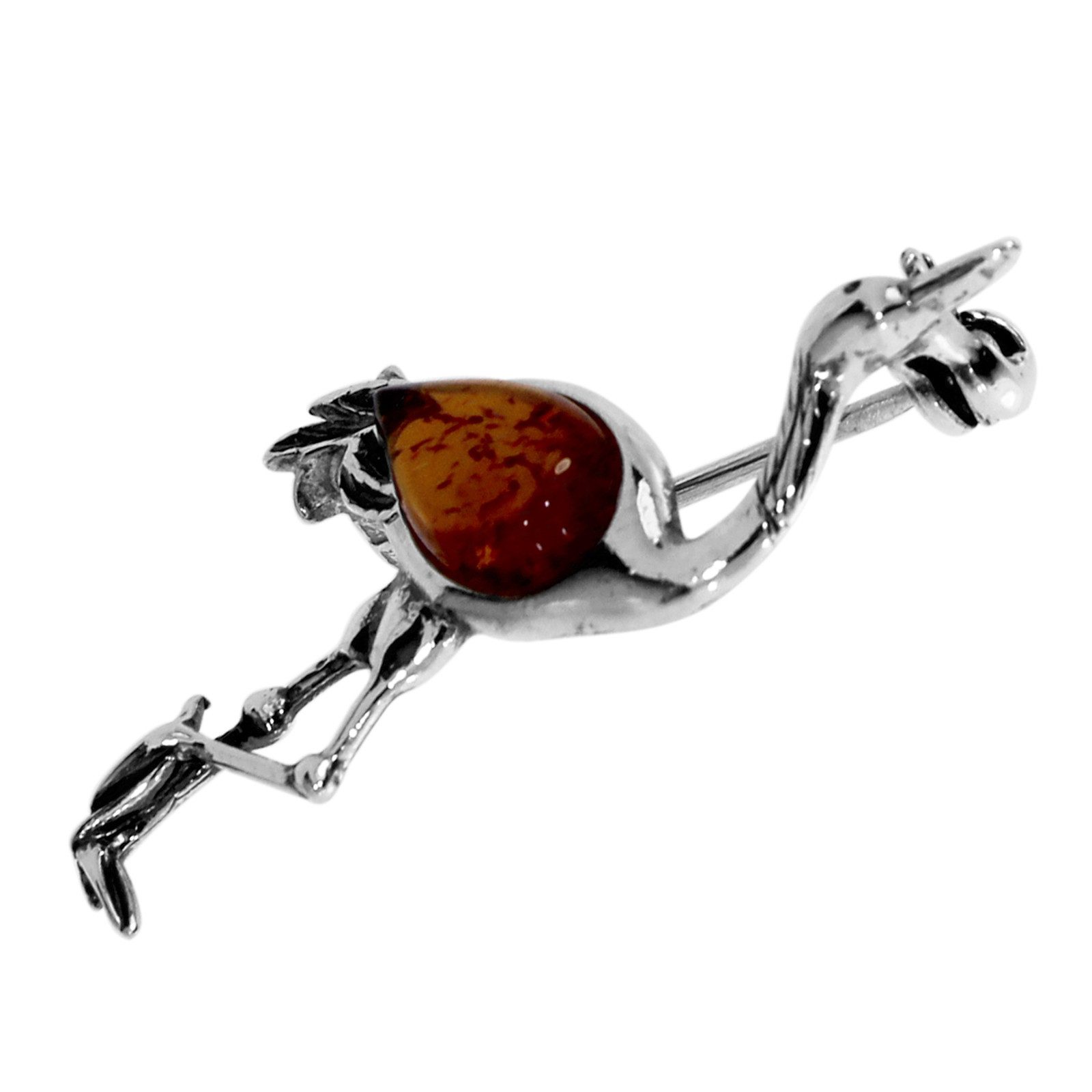 OSTSEE-SCHMUCK Brosche Ostsee-Schmuck Brosche Kranich Brosche Kranich