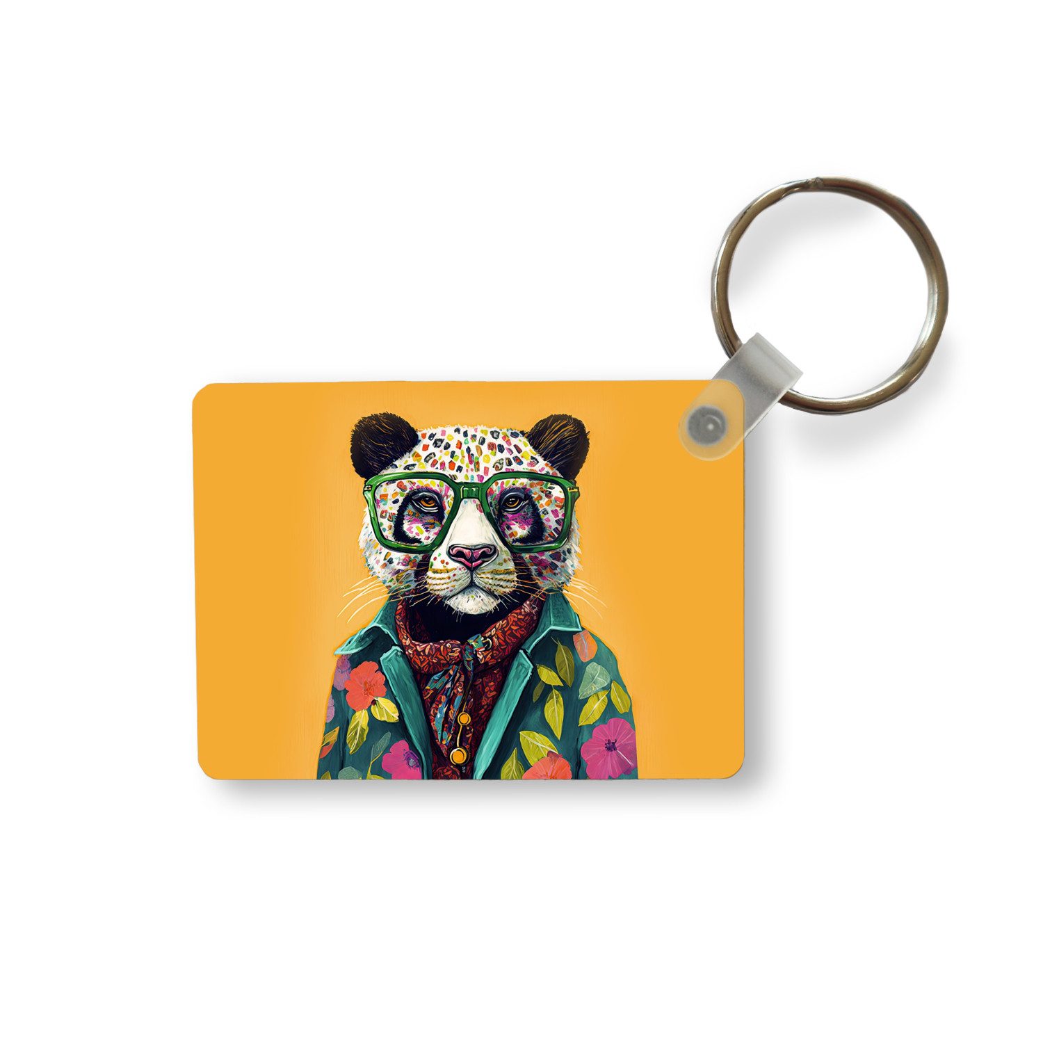 Schlüsselanhänger Panda - Brille - Hippie