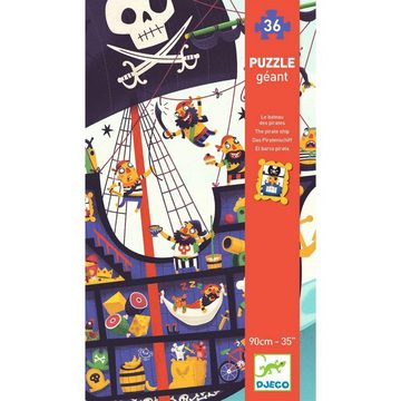 DJECO Konturenpuzzle Puzzle: Das Piratenschiff 36 Teile 90 cm lang, 36 Puzzleteile
