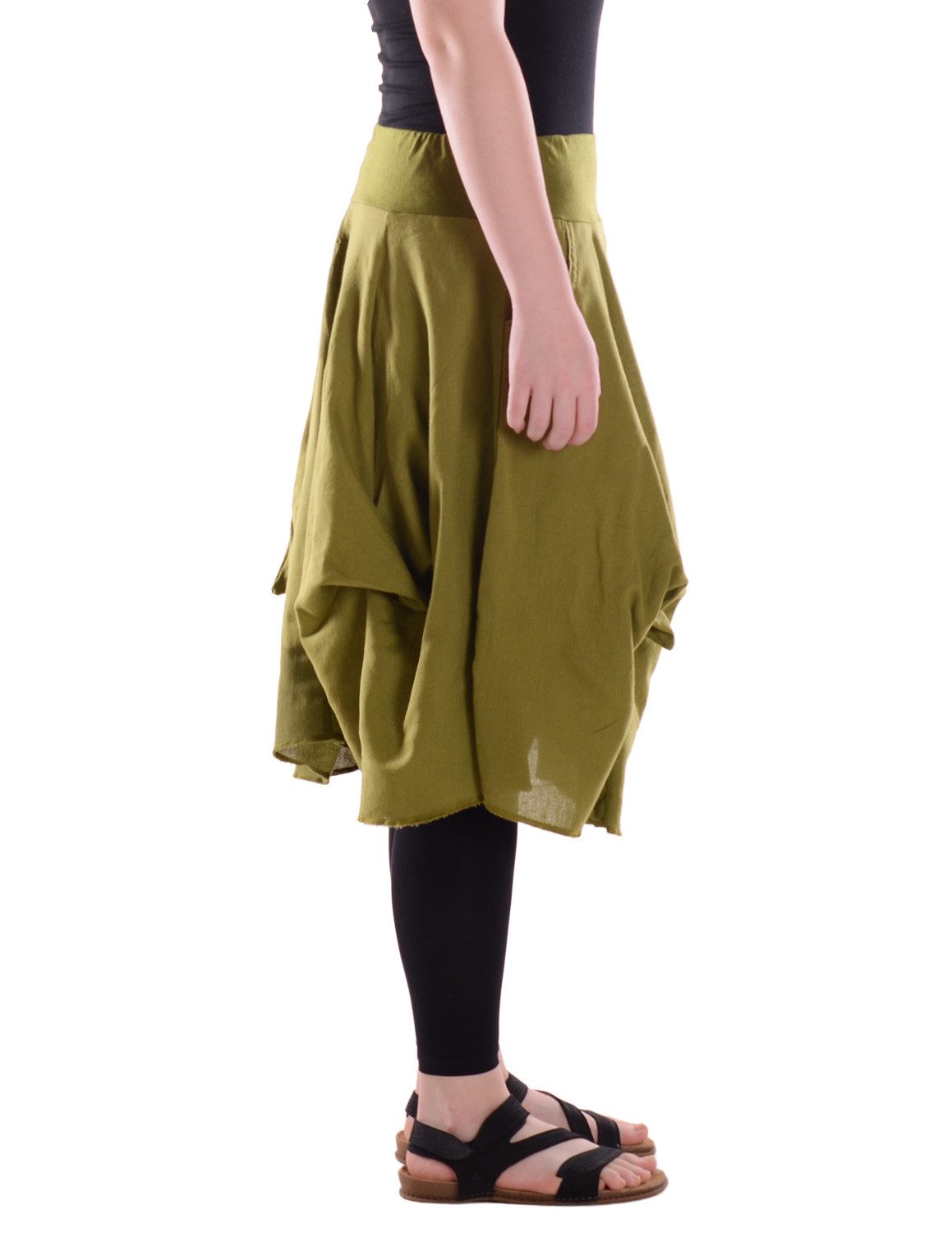 Vishes Sommerrock Damen knielanger Rock Baumwolle Vintage, Retro extra breiter Bund Alternative Bekleidung, Ethno, Hippie, Retro Style
