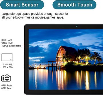 Lville 5000 mAh, IPS HD 1280*800 Quad-Core-Prozessor 6 GB RAM Tablet (10", 128 GB, Android 13, Intelligente Technologie für grenzenlose Möglichkeiten)