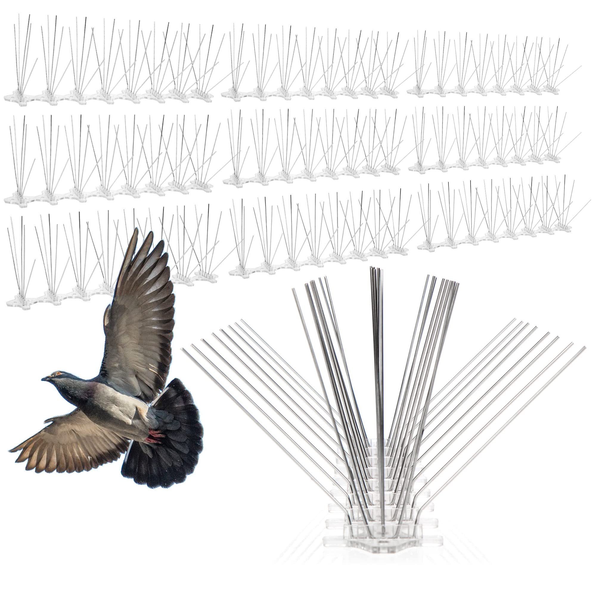 com-four Taubenspikes Premium Taubenabwehr Spikes aus rostfreiem Edelstahl, 10-St.