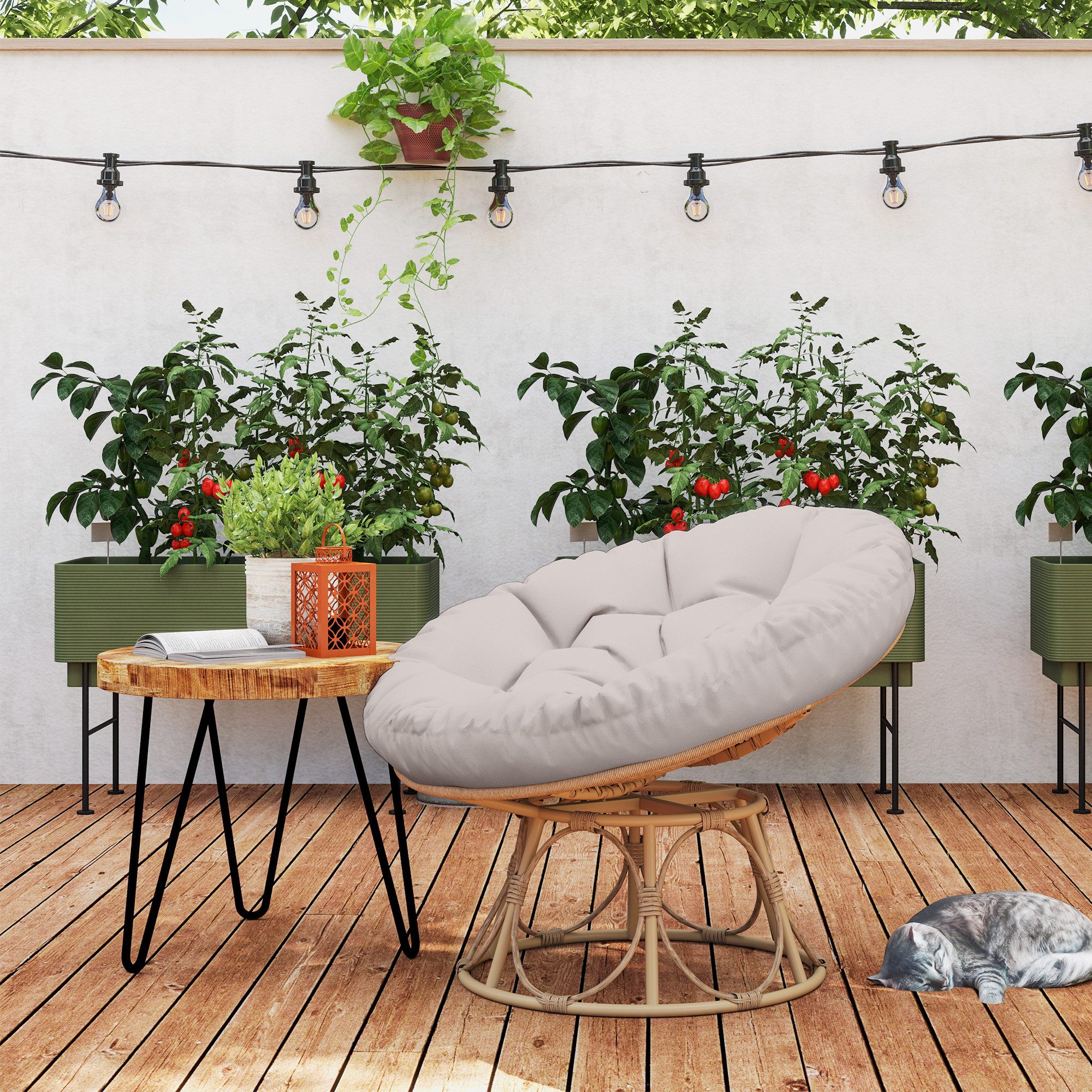 Outsunny Gartensessel mit Sitzkissen, Durchmesser 120 günstig online kaufen
