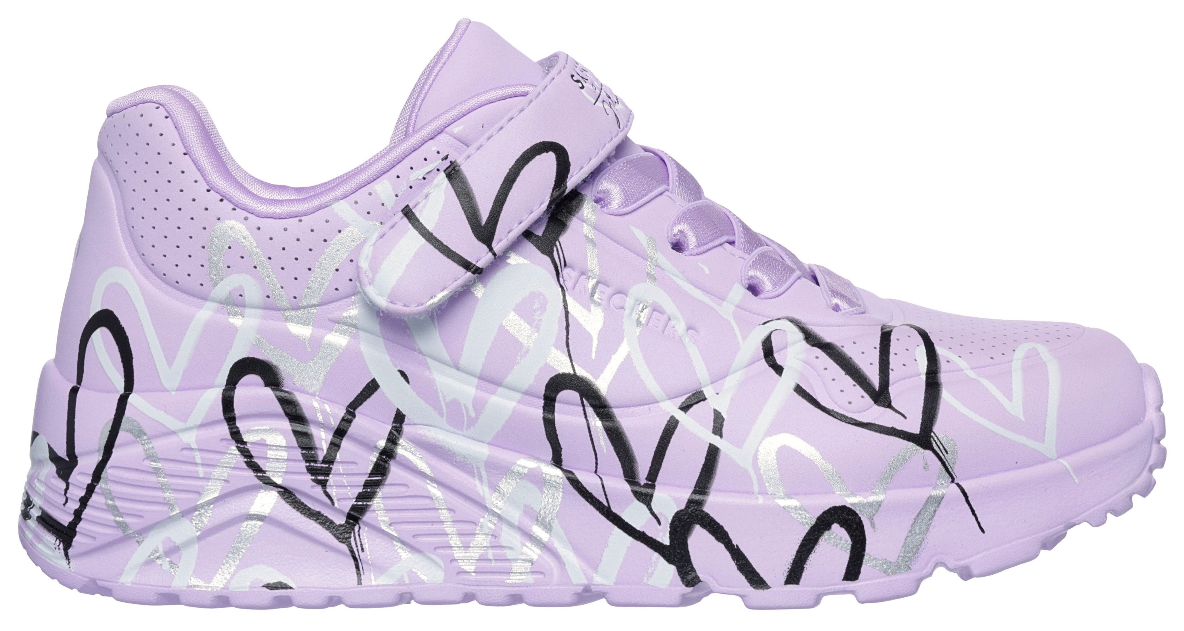 Skechers UNO LITE - LOVE LEVITATE Sneaker Schnürschuh mit bedruckter Sohle, Größenschablone zum Download