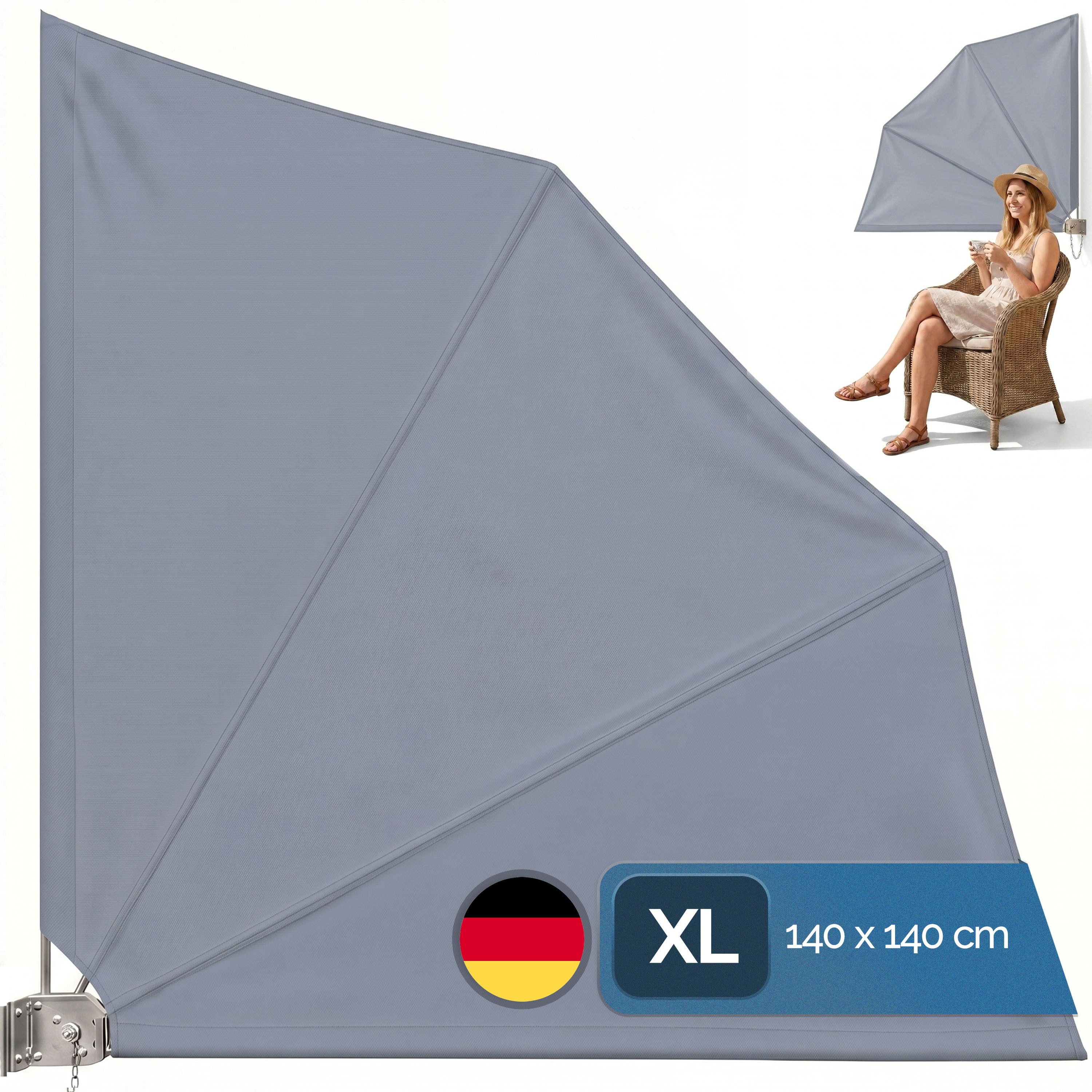 Detex Balkonsichtschutz Sichtschutz Seitenmarkise Sonnenschutz Trennwand Wandhalterung