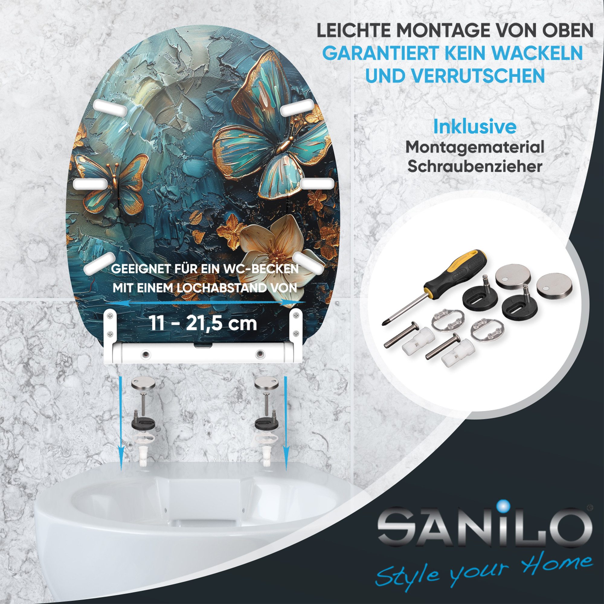 Sanilo WC-Sitz mit Absenkautomatik & Top Fix in vielen Designs, hochwertig, abnehmbar, leichte Montage von oben, mit Schraubenzieher – Bild 5 von 5