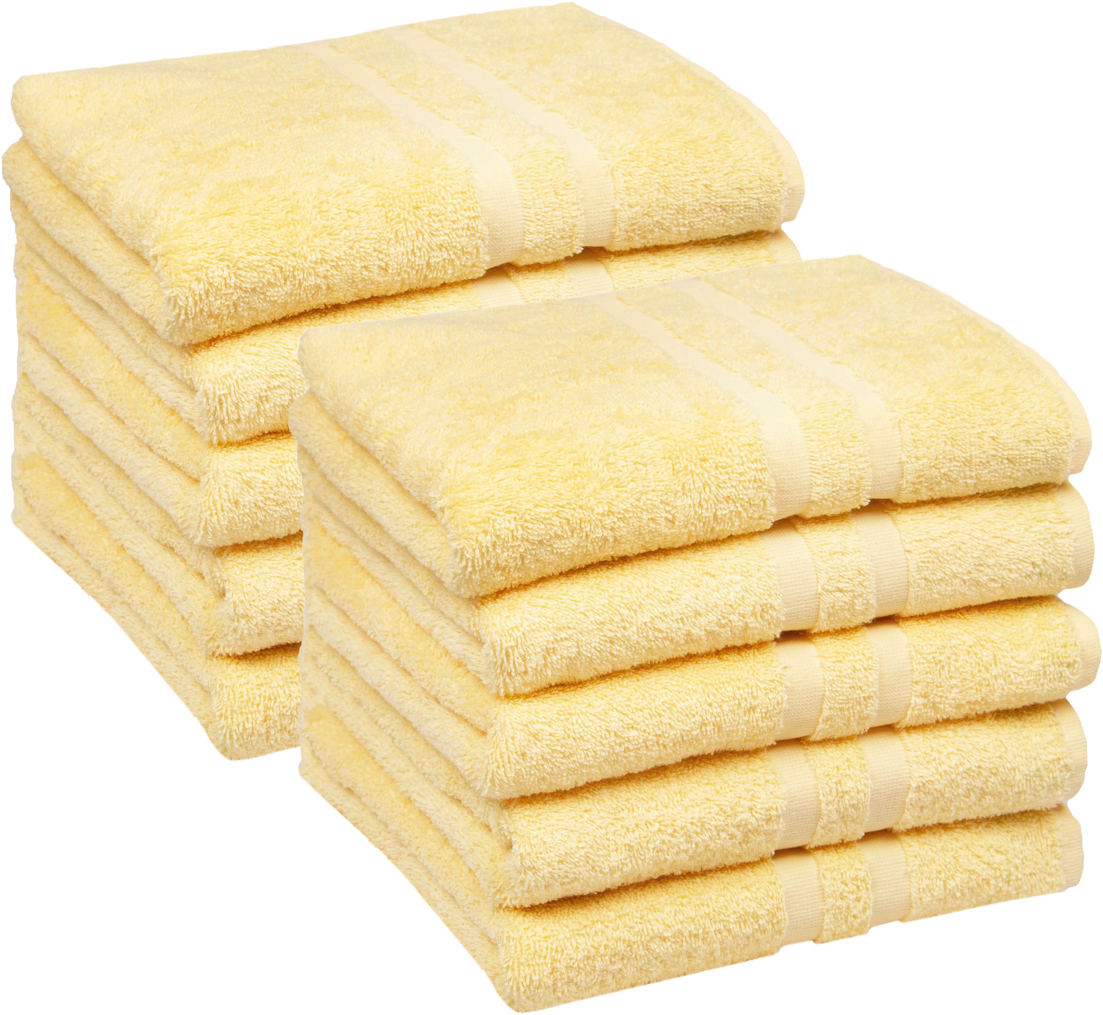 2 100% 50 mit Baumwolle, cm, (6-St), x 100 ZOLLNER Walkfrottier gelb Handtücher, Bordürenstreifen