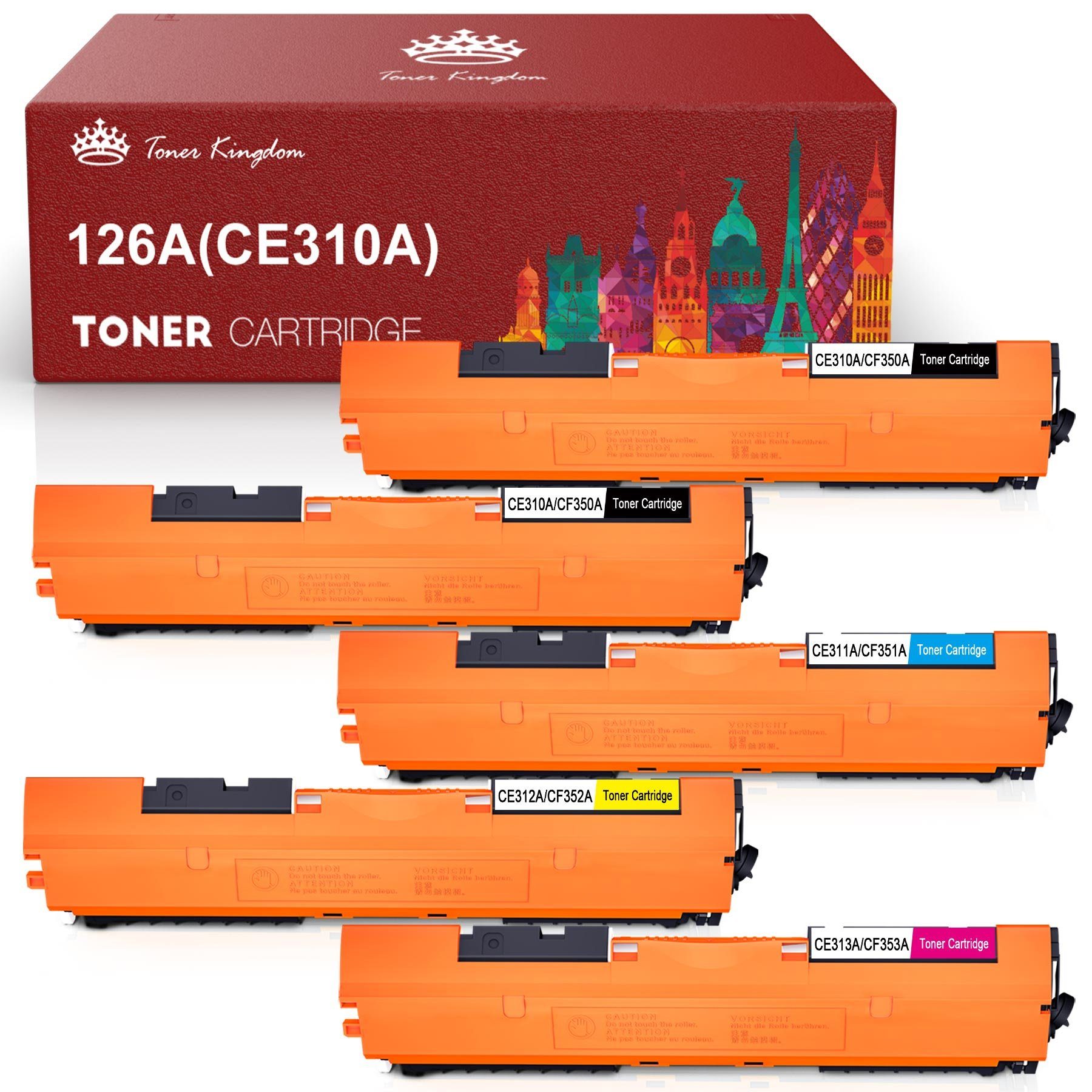 Toner Kingdom Tonerpatrone 5er für HP CE310A 126A Laserjet Pro CP1025nw, (100 MFP M177FW M176N)