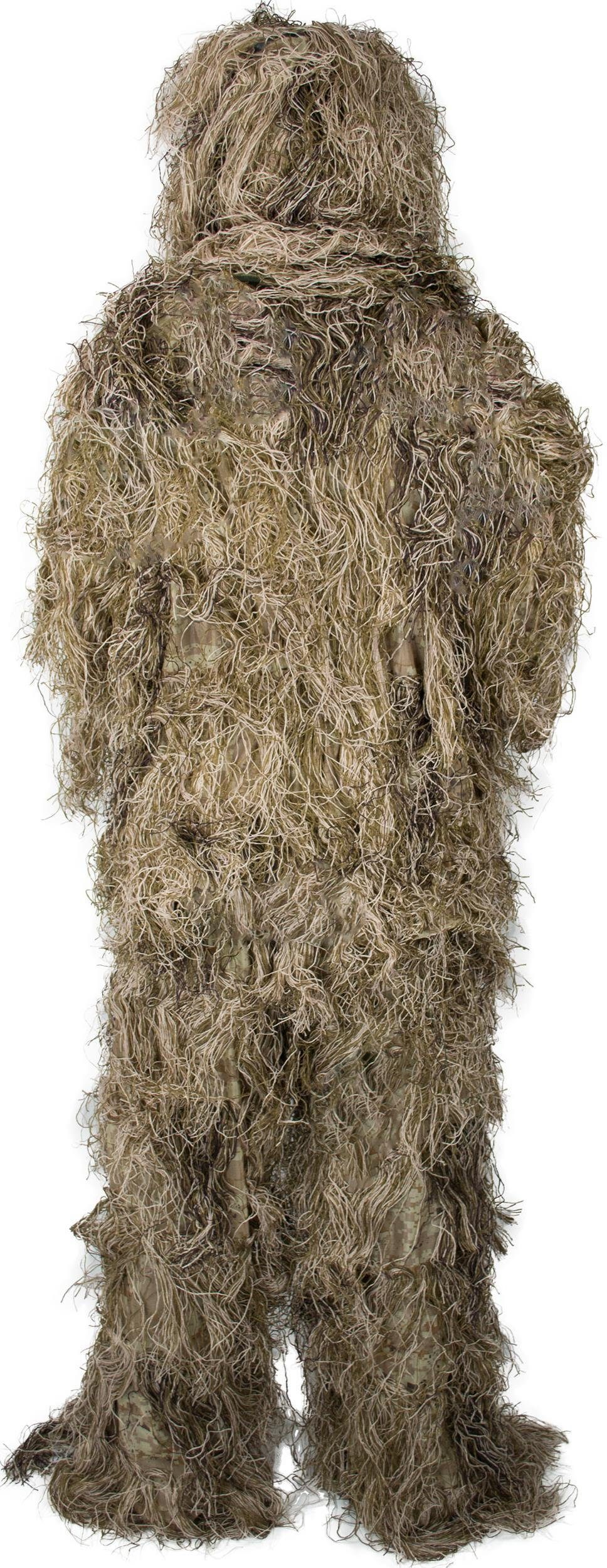 normani Monster-Kostüm Tarnanzug 4-teilig Ghillie Suit, Scharfschützen-Outfit Tarnung - Jacke, Hose, Gewehr- und Kopfbedeckung