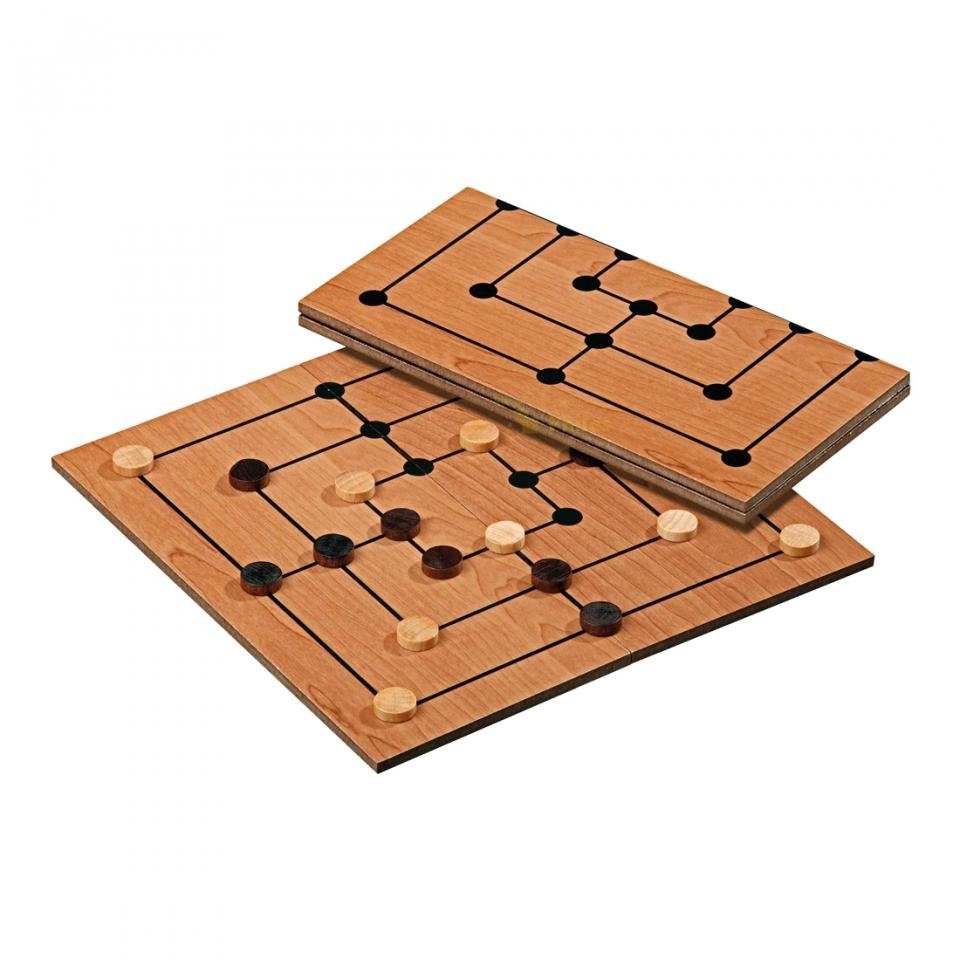 Holzspielbrett klappbares Mühle-Set - bedruckt - Philos Spiel,