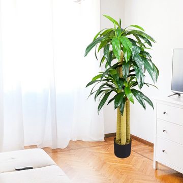 Kunstbaum Drachenbaum Kunstpflanze Kunstbaum Künstliche Pflanze mit Topf 140 cm, Decovego