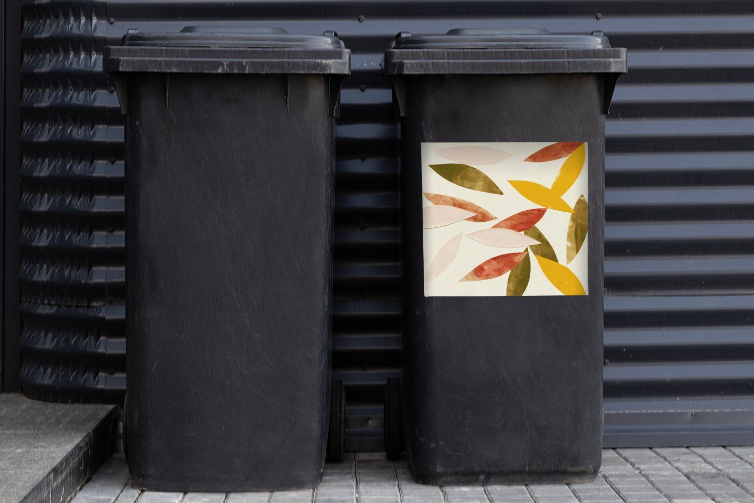MuchoWow Wandsticker Mülleimer-aufkleber, (1 - Pastell - Sticker, Mülltonne, - Container, Pflanzen Blätter St), Farben Abfalbehälter