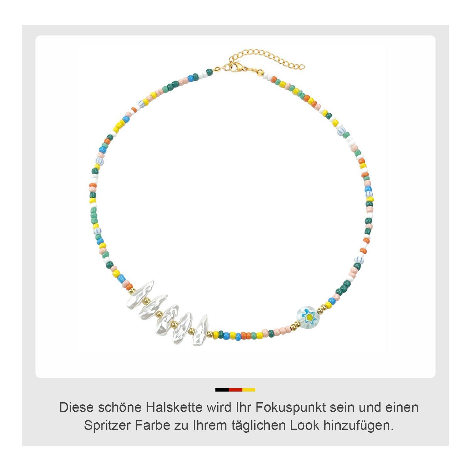 MAGICSHE Halskette NK8002c für Halskette aus 18K Süßwasserperlen Edelstahl Frauen, vergoldet Layered Perlenkette