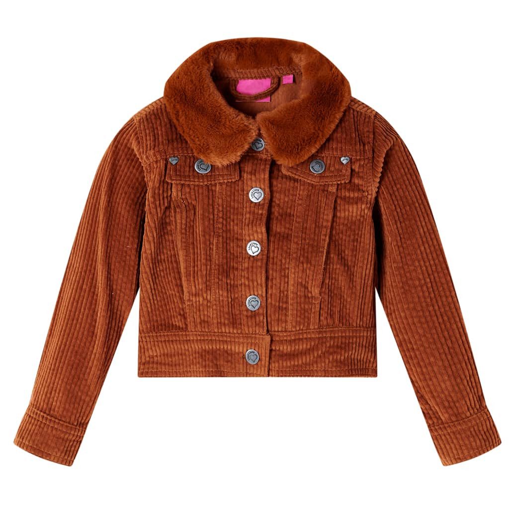 vidaXL Cordjacke Kinderjacke Cord Cognac 128