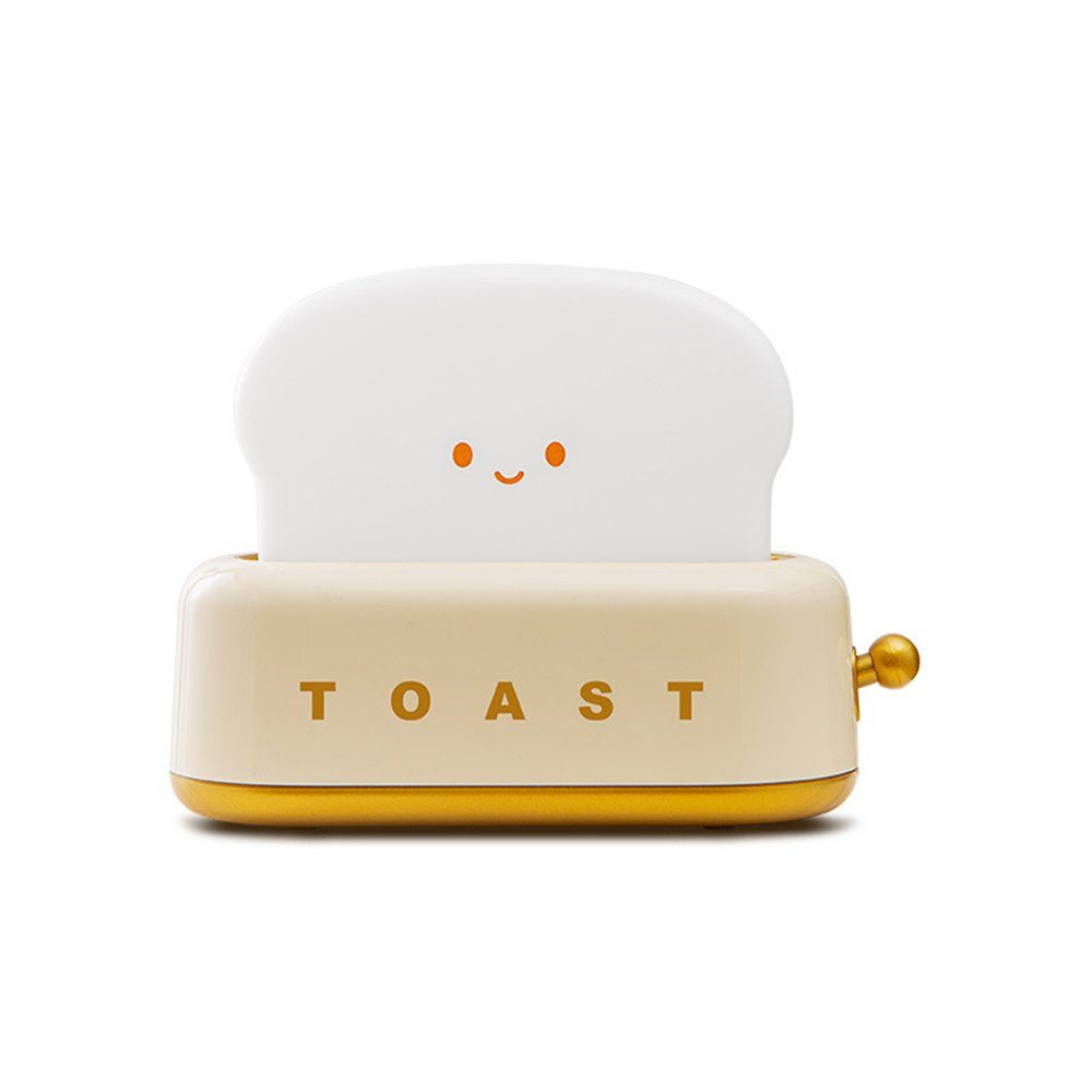 Haiaveng LED Schreibtischlampe Toaster kreatives Nachtlicht, kleine Tischlampe mit Zeitschaltuhr, LED fest integriert gelb
