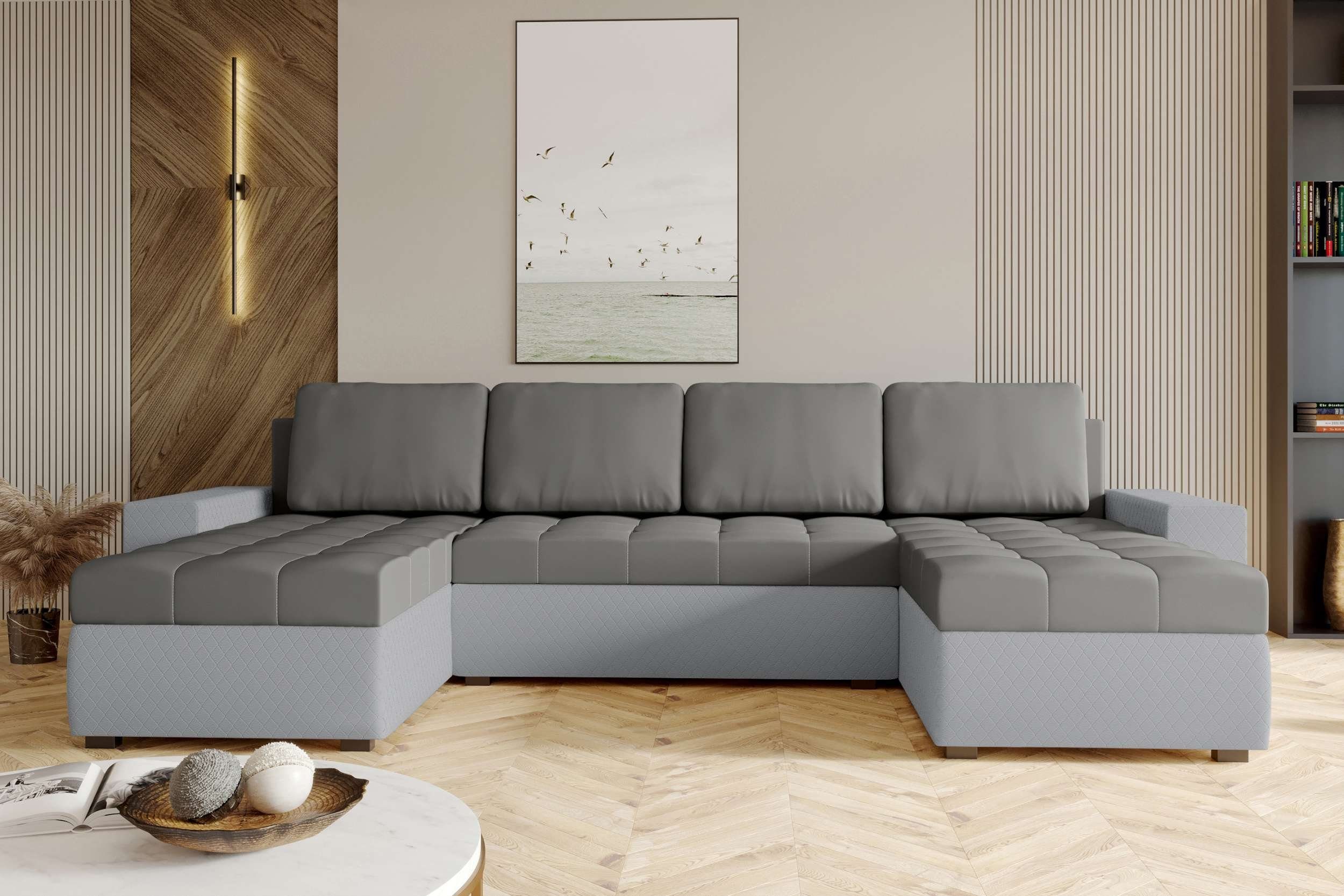 Amelia, Sitzkomfort, Stylefy Design Wohnlandschaft Eckcouch, Bettkasten, Sofa, Modern Bettfunktion, U-Form, mit mit