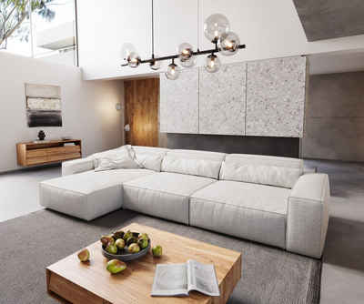 DELIFE Big-Sofa Sirpio, XL Bouclé Creme-Weiß 370x170 cm Recamiere variabel