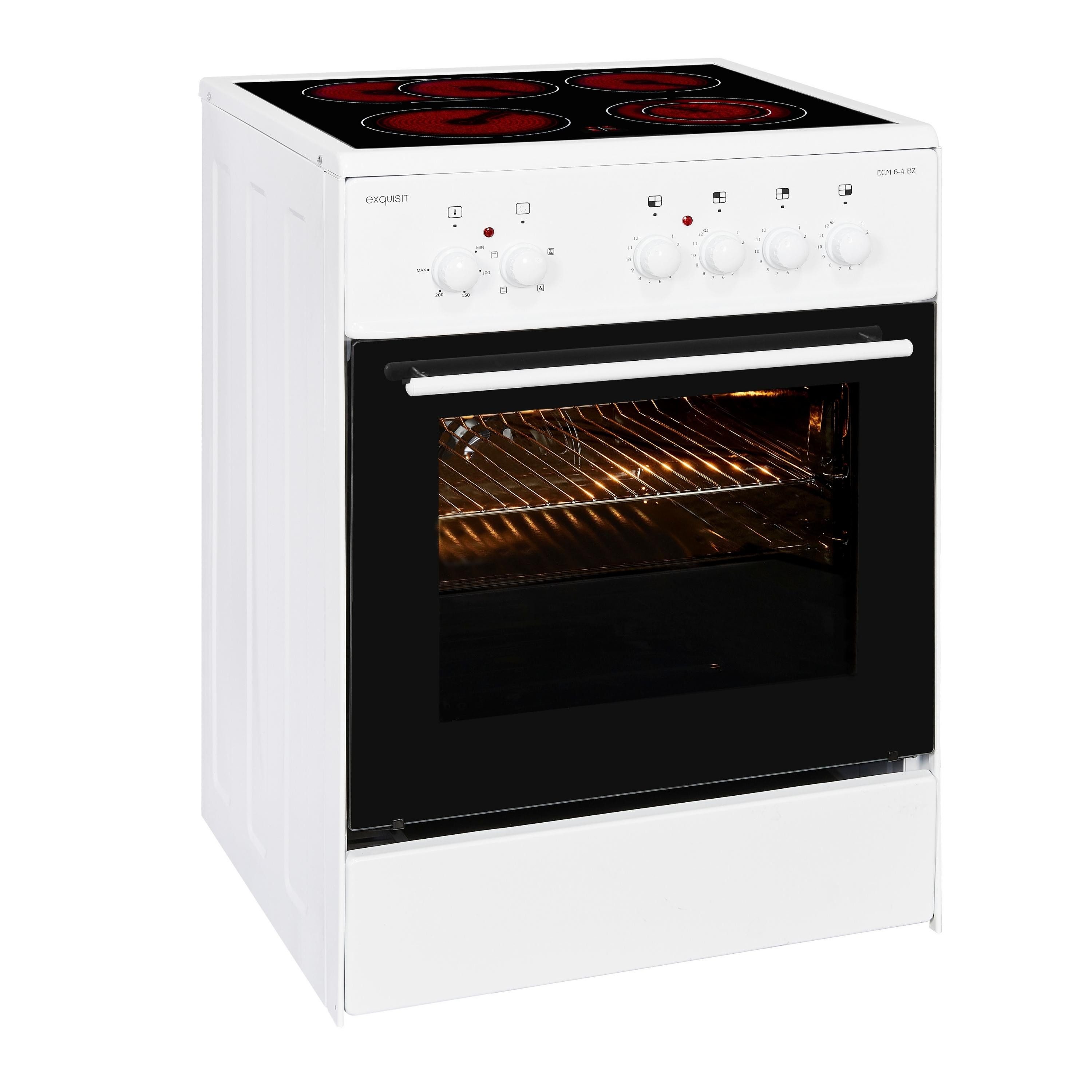 exquisit Elektro-Standherd ECM 6-4 BZ, Umluft, inkl. ausziehbarer Geschirrwagen