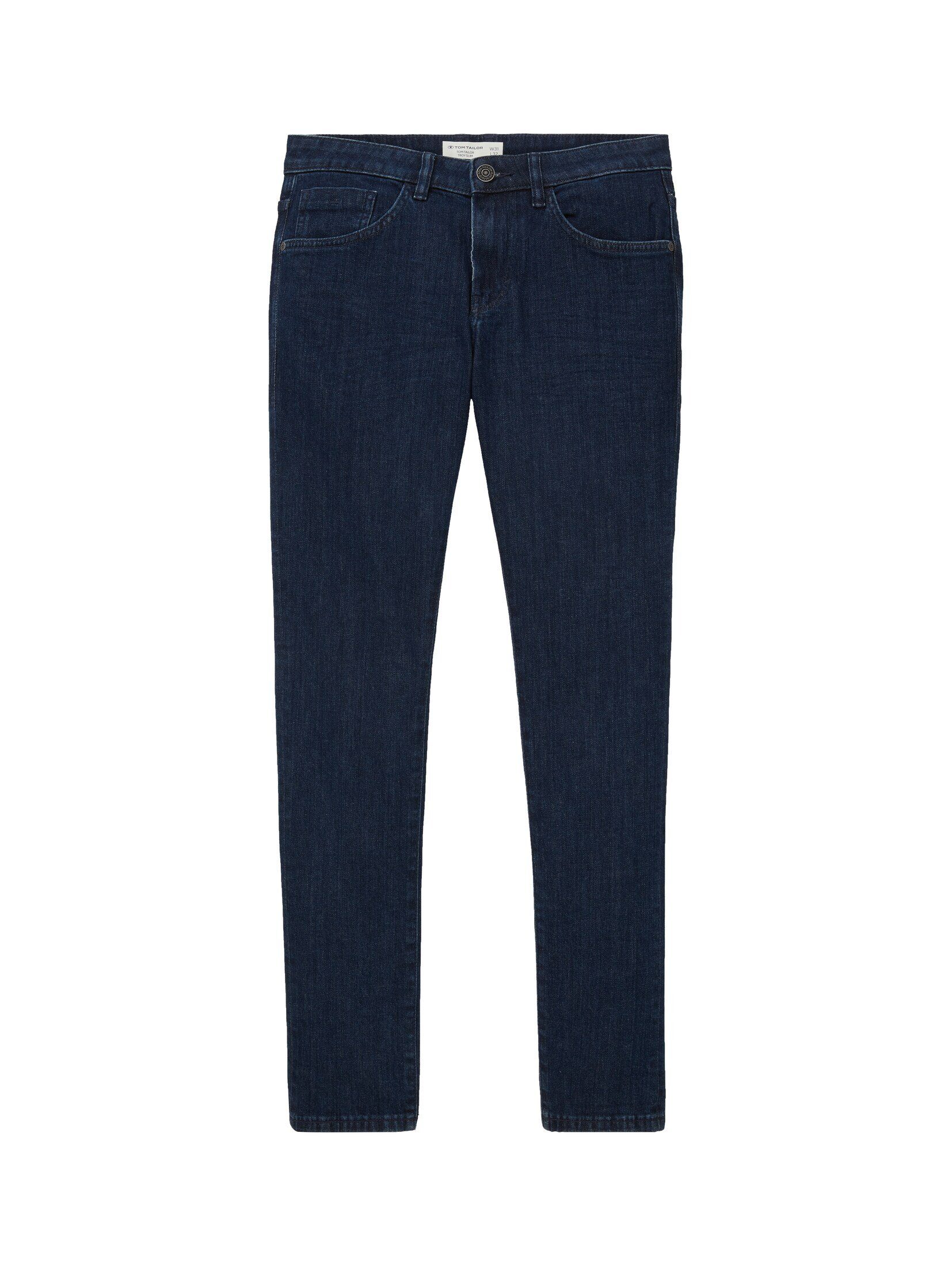 Troy Stone TAILOR Straight-Jeans Blue Slim Jeans Dark Denim Clean TOM