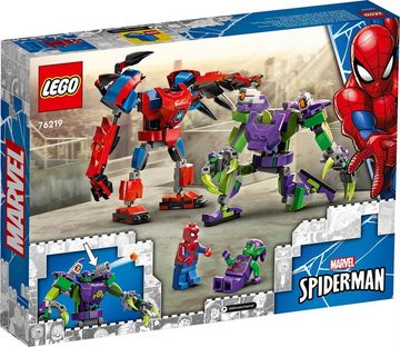 LEGO® Konstruktionsspielsteine LEGO 76219 Marvel Spiderman Spider-Mans und Green Goblins Mech-Duell, (Set)