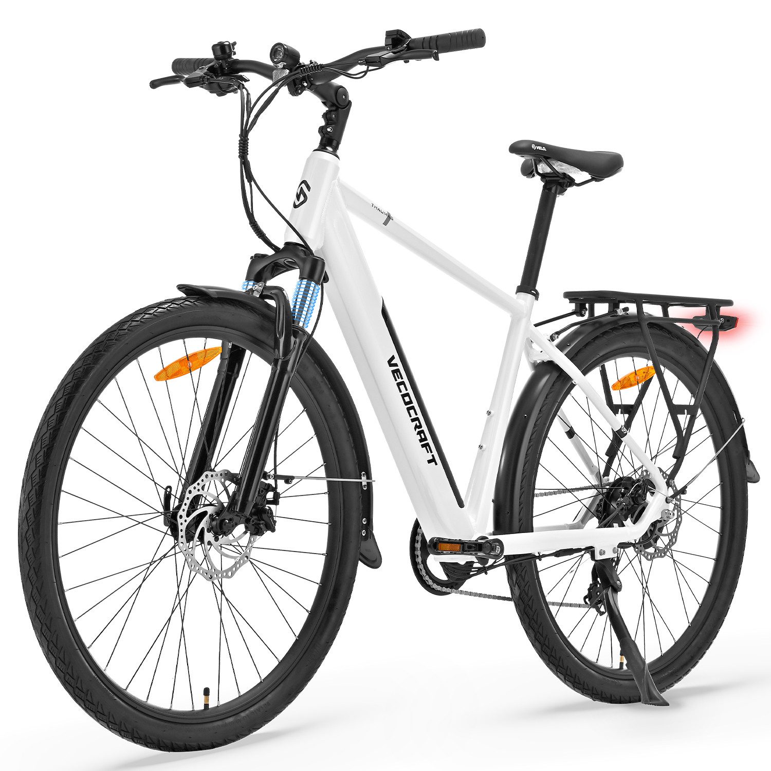 VECOCRAFT E-Bike Trekkingrad Pedelec 28 Zoll 36V 10,4Ah Akku Elektrofahrrad bis 100 km THAUMAS, 7 Gang, Heckmotor, 374,4 Wh, Hydraulische Scheibenbremsen E-Fahrrad für Herren & Damen