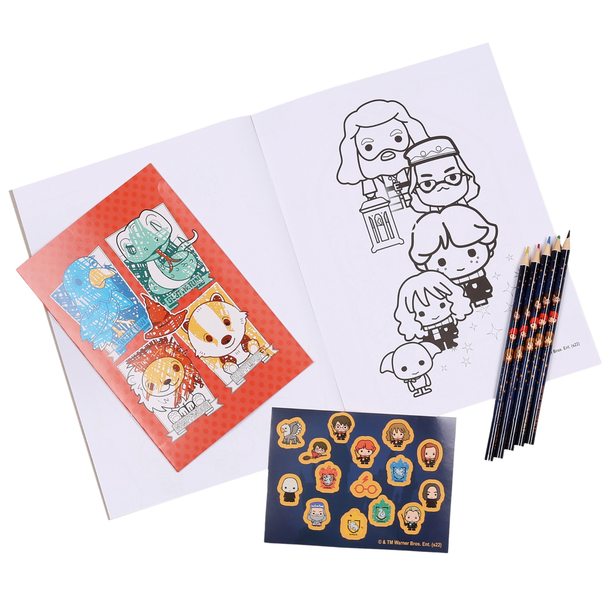 Sarcia.eu Stickerbuch Harry Potter Schreibset zum Ausmalen/Malbücher, Sticker + Buntstifte