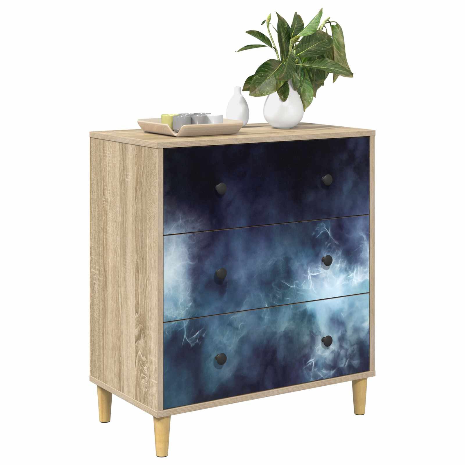 vidaXL Kommode 66 x 36,5 x 75 cm Kommode Schubladenschrank Sideboard RAALTE Blaue Mar