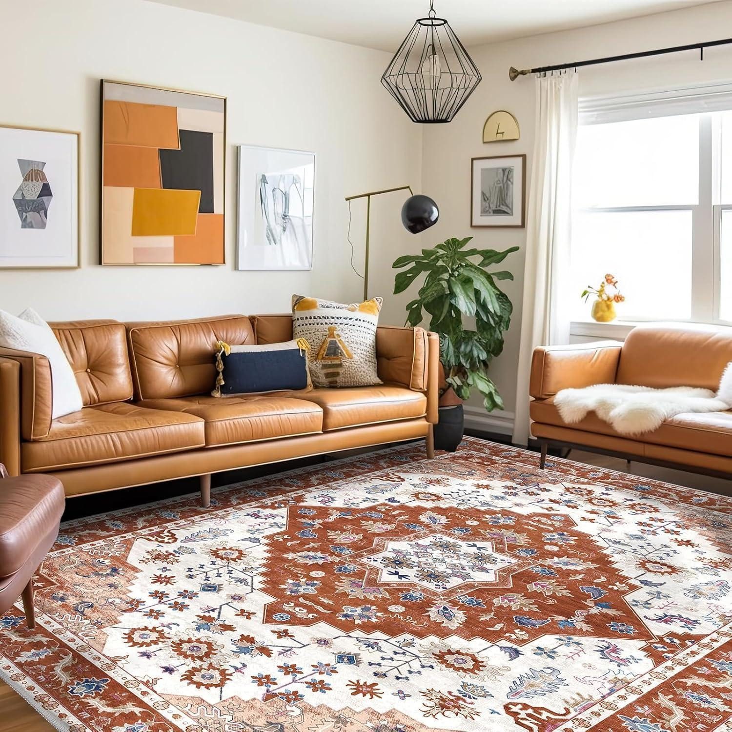 LuxusKollektion Teppich Teppich Wohnzimmer Kurzflor waschbar Orange 200 x 300 cm (Rechteckig), rechteckig, Höhe: 10 mm