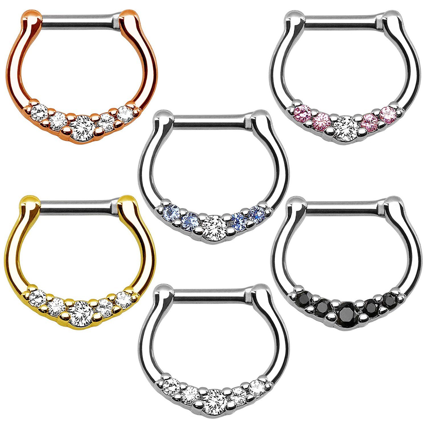 Taffstyle Nasenpiercing Piercing Ring Schild Clicker mit Strass Stein, Sept günstig online kaufen
