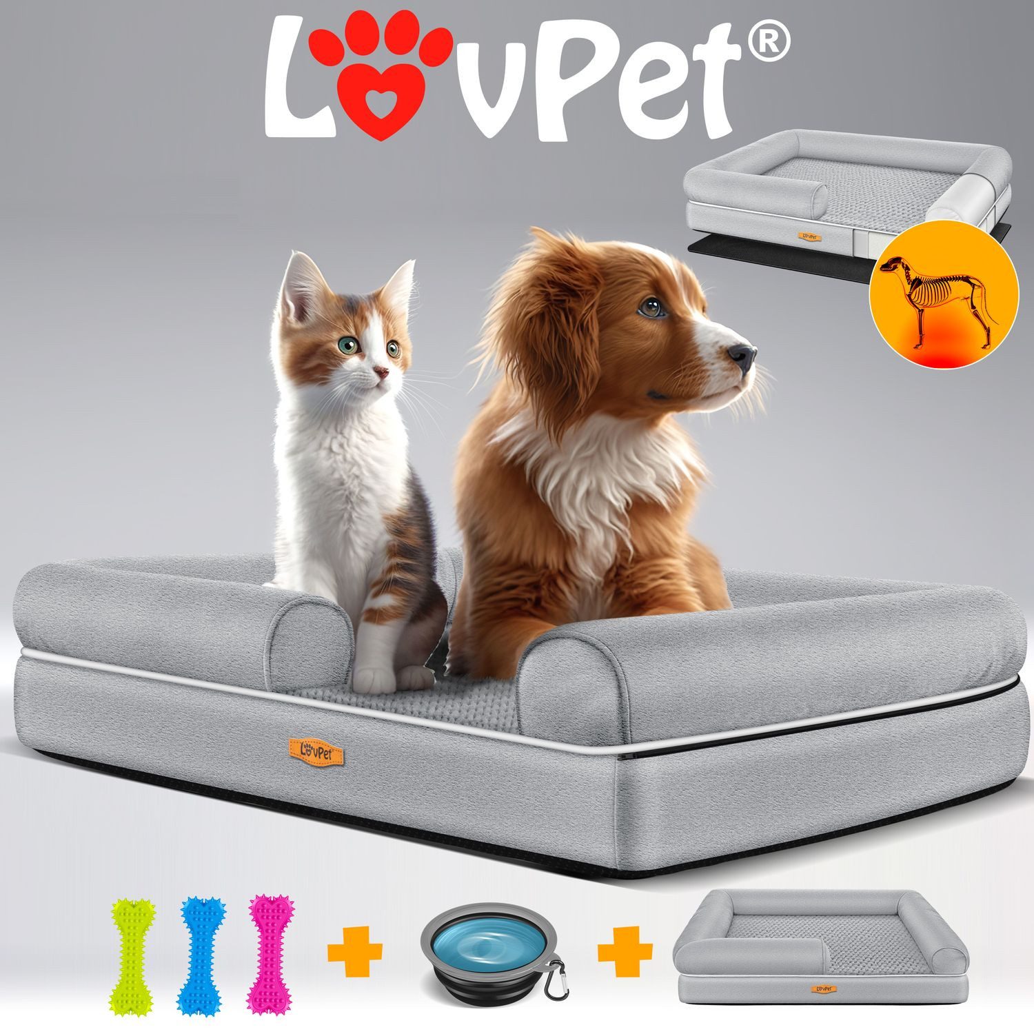 Lovpet Tierbett, Orthopädisches Hundebett Hundekissen Hundekorb Relax