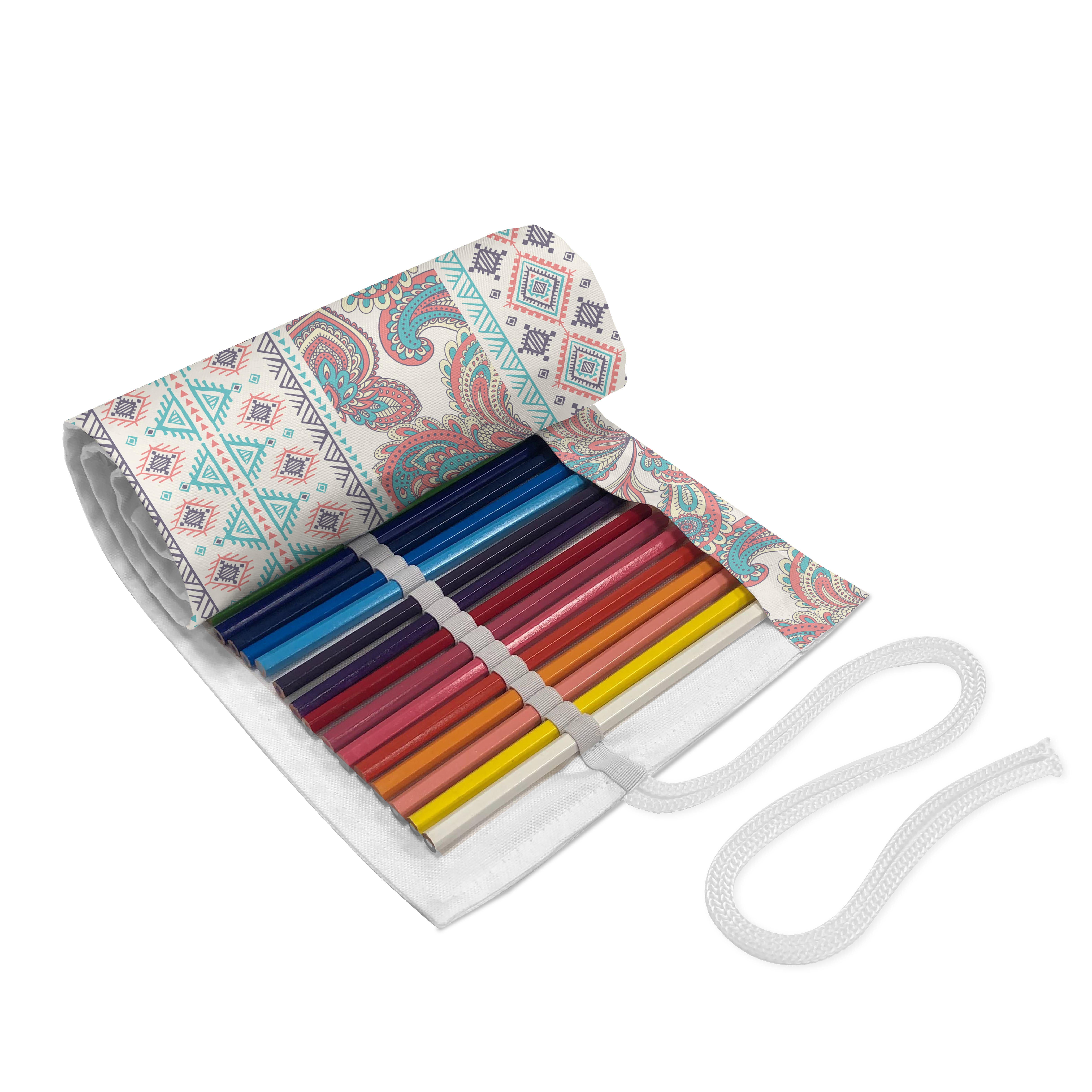 Abakuhaus Federmäppchen langlebig und tragbar Segeltuch Stiftablage Organizer, Stammes Floral Paisley und Aztec