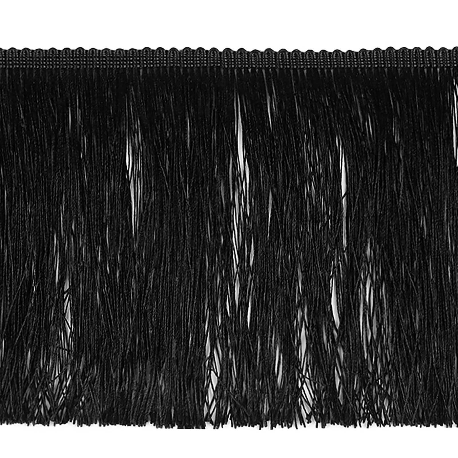 maDDma Webband Fransenborte extrabreit ab 1m Meterware 155mm Quastenborte Zierborte, schwarz