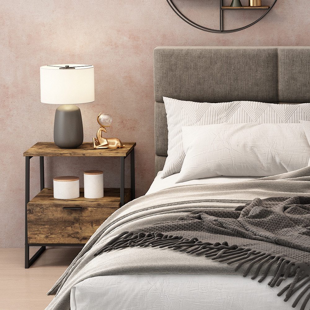 Vicco Nachtschrank Lunor, Eiche rustikal/Schwarz, 2er Set