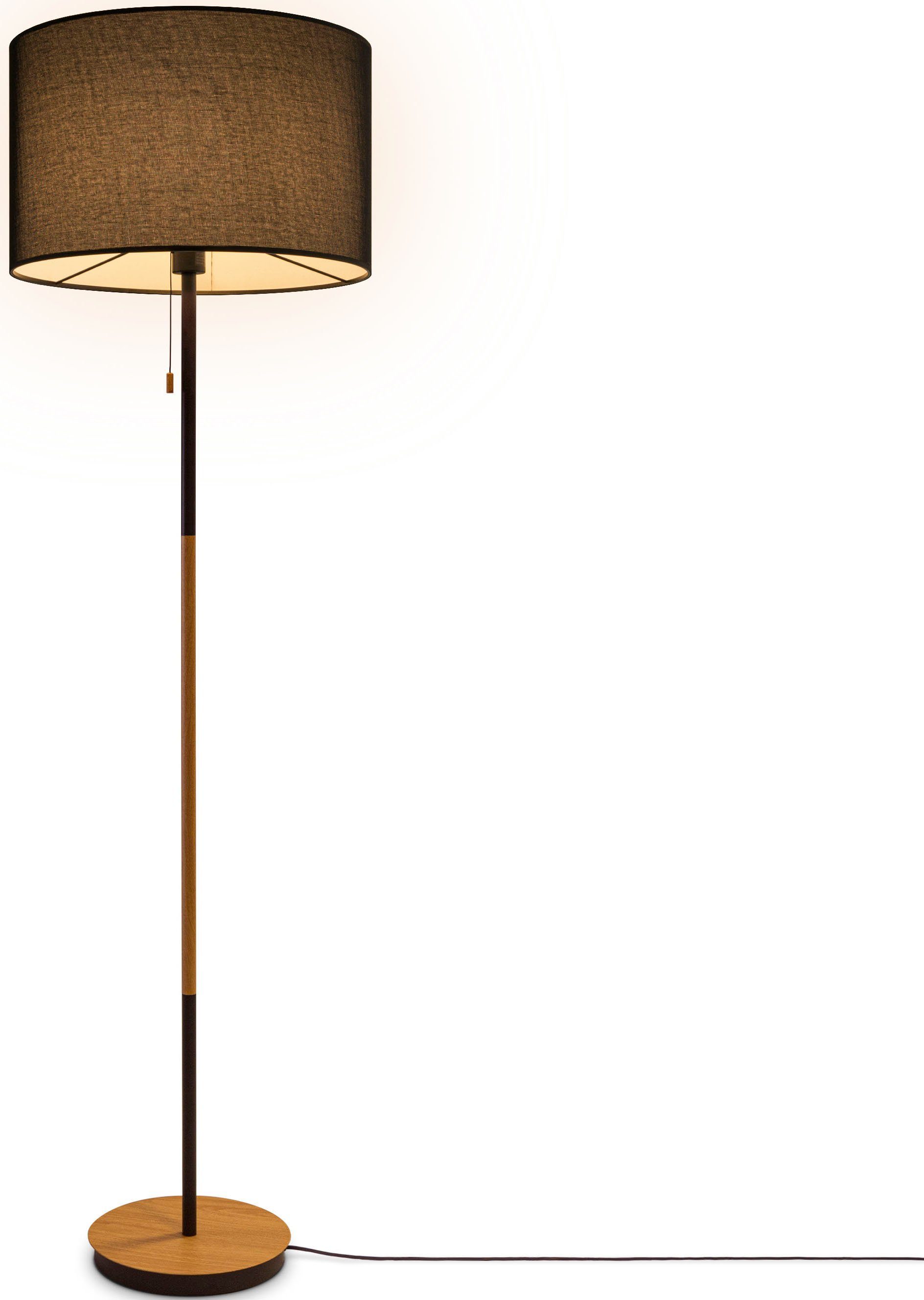 Paco Home Stehlampe EK CA Einfarbig ohne E27 Standleuchte Stofflampe Stoffschirm natur schwarz COLOR, UNI Leuchtmittel, schwarz Wohnzimmer Skandi