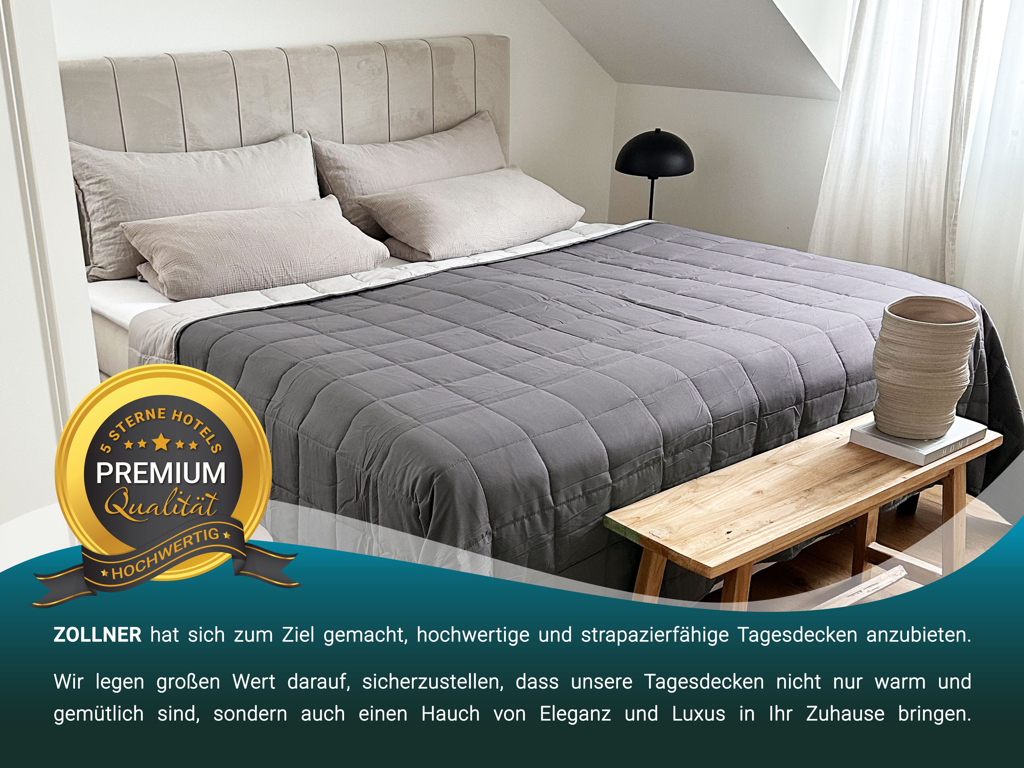 ZOLLNER Tagesdecke, 170 x 260 cm, 100% Polyester