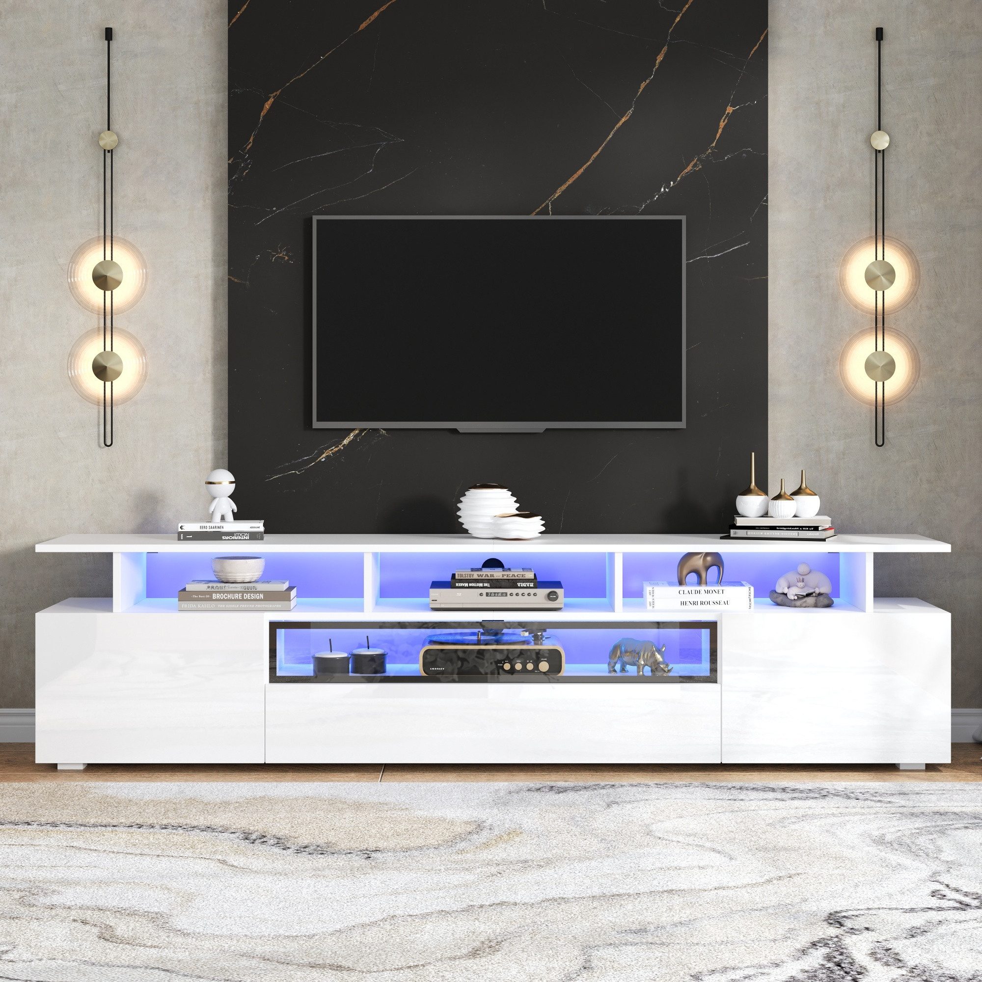KLAM HOME Lowboard 180*38*45cm Fernsehschrank, Hochglanz-TV-Ständer günstig online kaufen