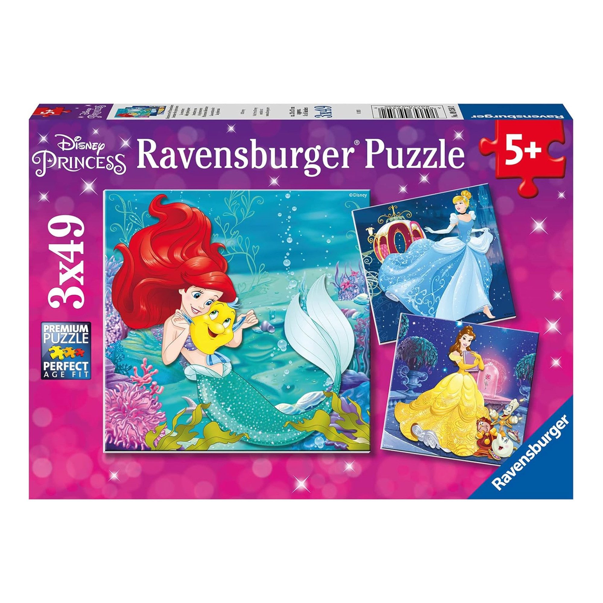 Ravensburger Puzzle Abenteuer der Prinzessinnen Kinderpuzzle (3x49 Teile) - Disney, 147 Puzzleteile