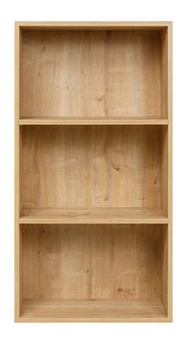 Furni24 Bücherregal Breites Bücherregal mit 3 Fächern, Saphir Eiche Dekor, 60x31x115 cm