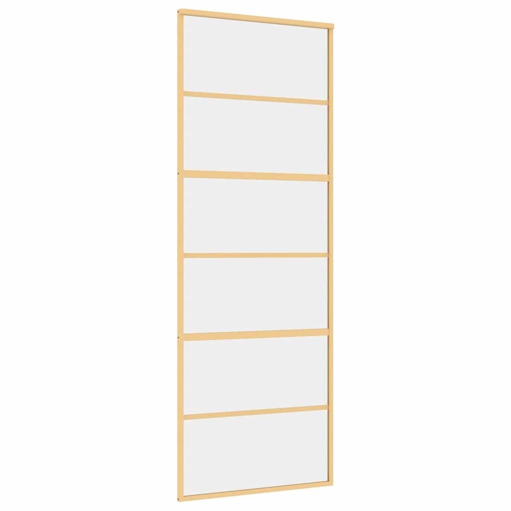 vidaXL Haustür Schiebetür Golden 76x205 cm ESG-Klarglas und Aluminium (1-St)