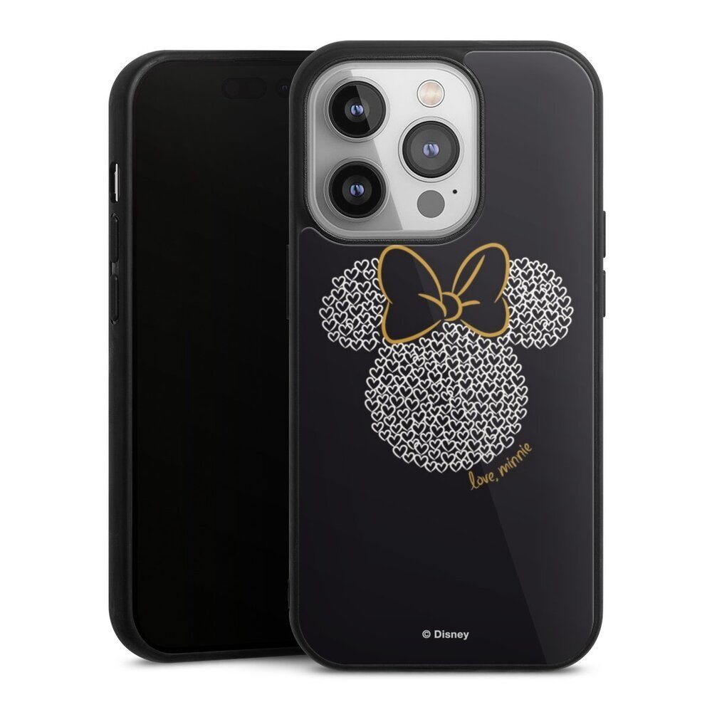 DeinDesign Handyhülle Minnie Mouse Disney Muster Minnie Black and White, Apple iPhone 14 Pro Gallery Case Glas Hülle