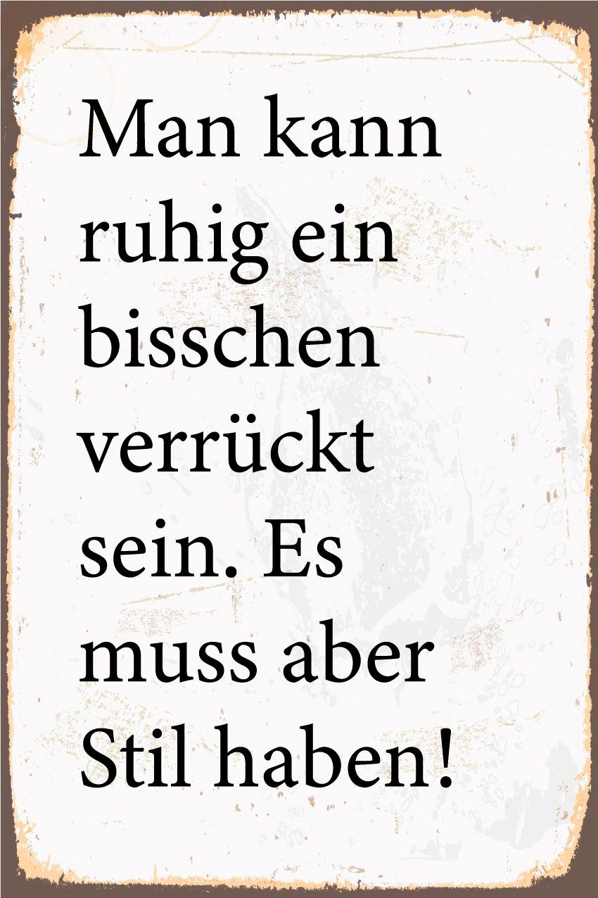 queence Metallbild Ein bisschen verrückt, Schriftzug, Schriftzüge (1 St), Stahlschilder