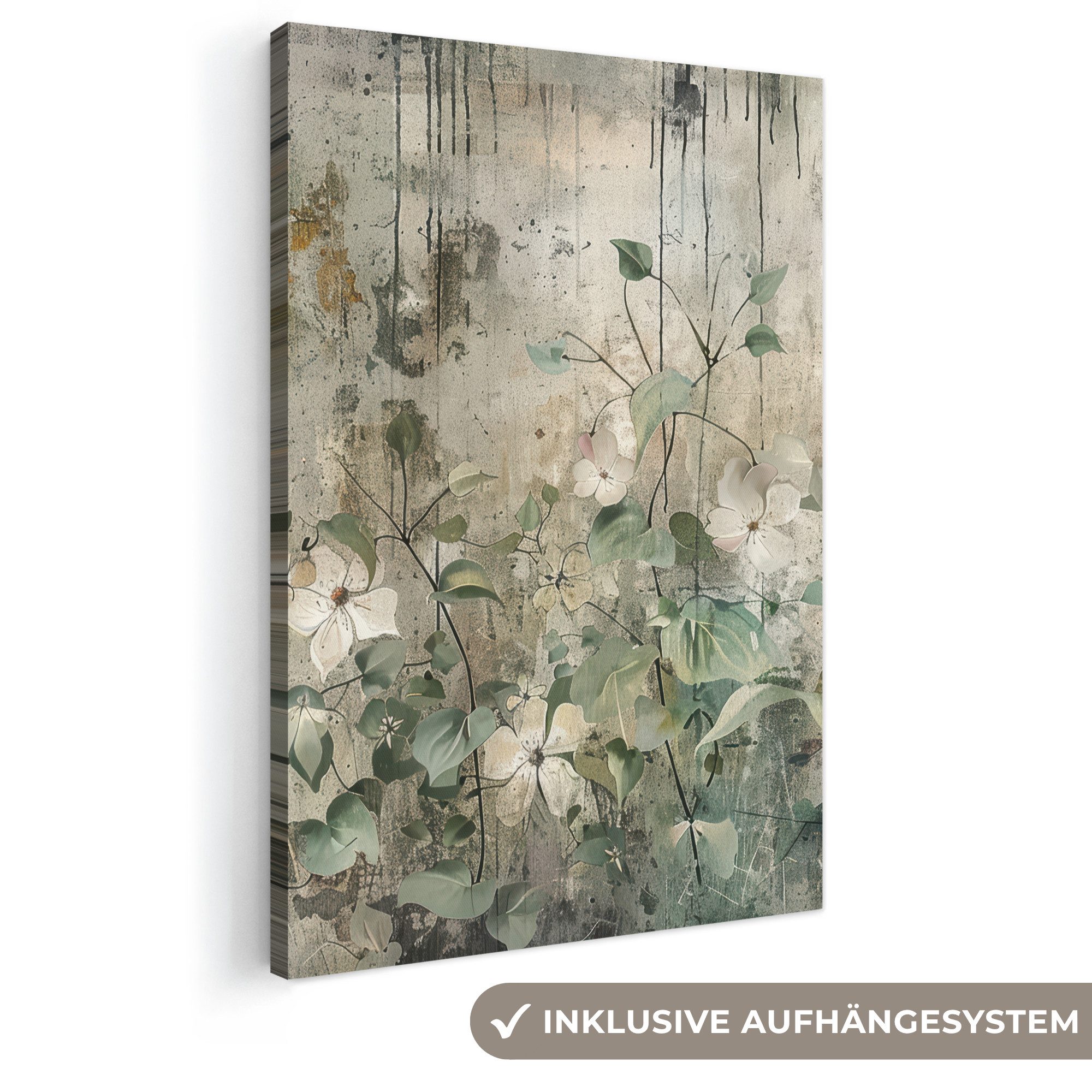 OneMillionCanvasses® Leinwandbild Blumen - Blätter - Abstrakt - Modern, Fotodruck (1 St), Deko für Wohnzimmer Schlafzimmer Küchen 40x60 cm