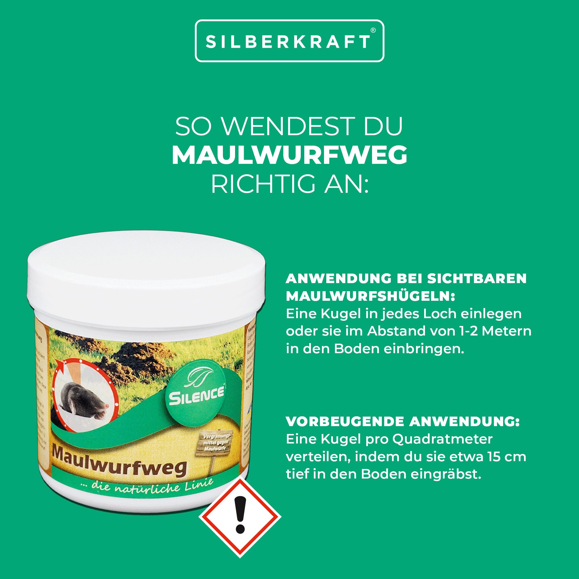 Silberkraft Vergrämungsmittel Maulwurfweg - Vergrämungsmittel für den Garte günstig online kaufen