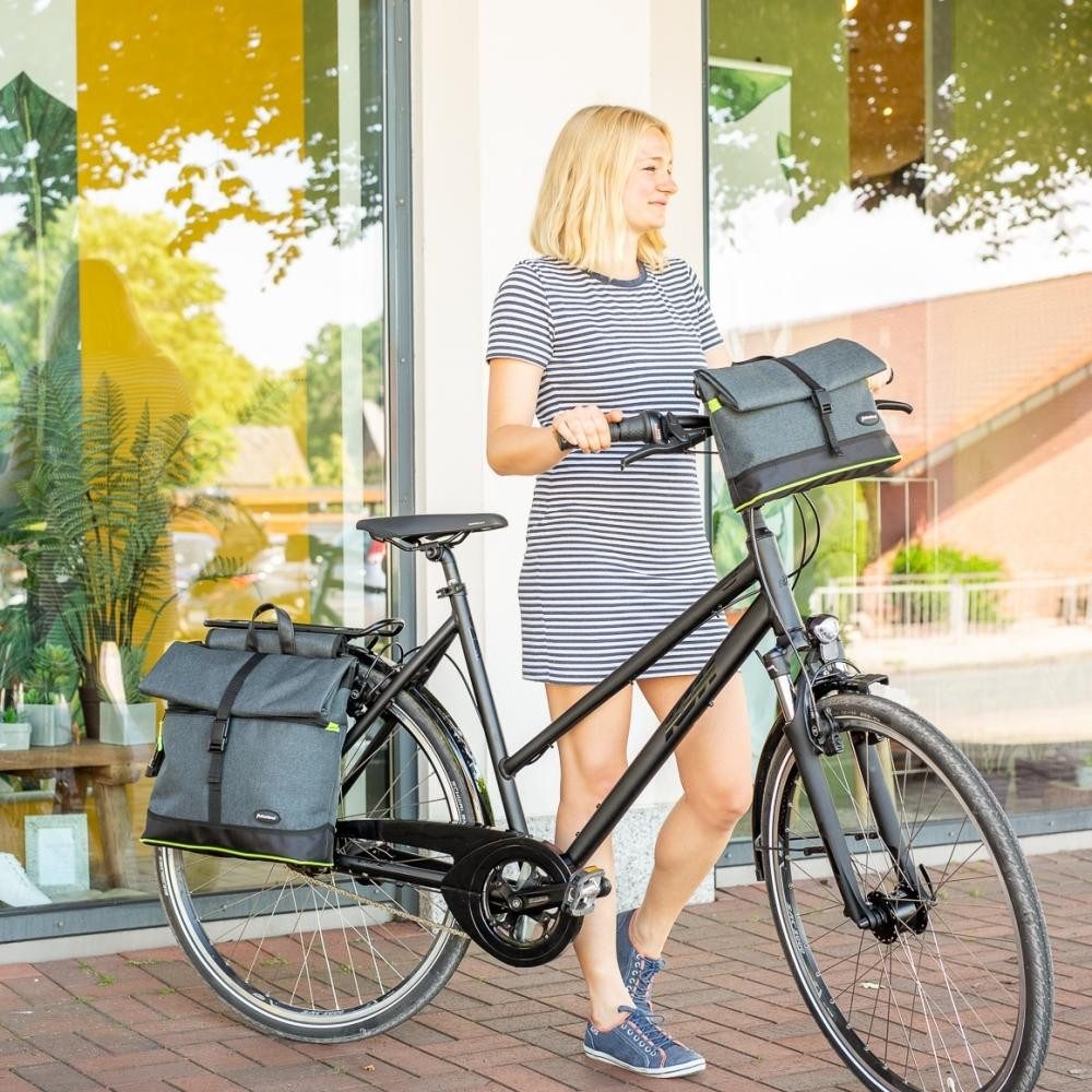 Haberland Fahrradtasche Haberland Shoppertasche eMotion - anthrazit/grün - praktische Fahrrad-