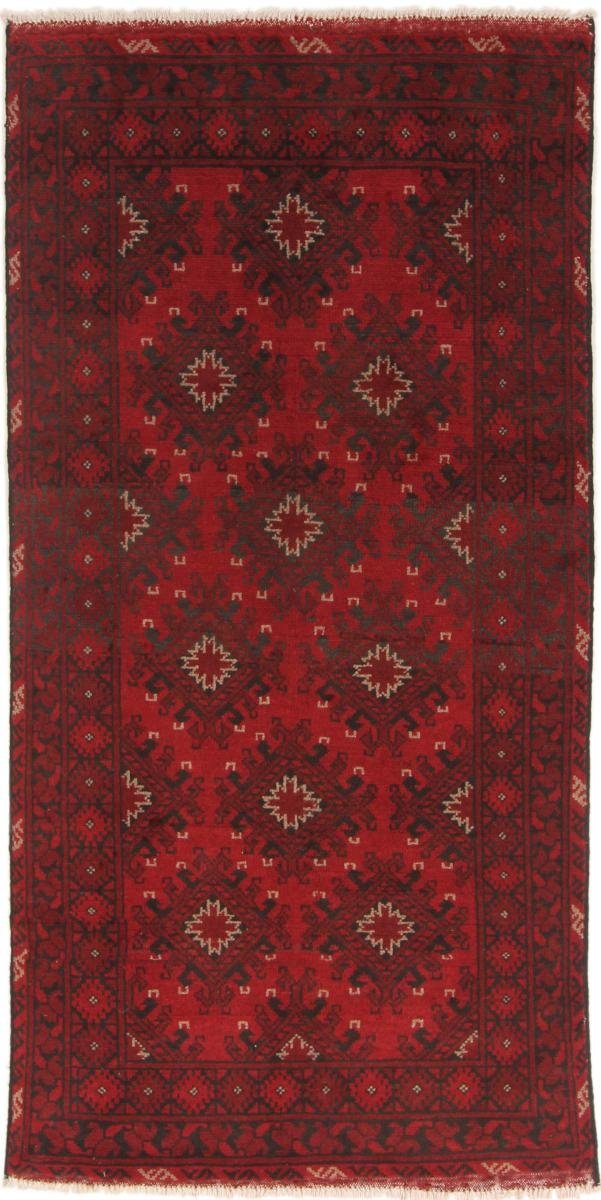 Orientteppich Afghan Akhche 92x193 Handgeknüpfter Orientteppich Läufer, Nain Trading, rechteckig, Höhe: 6 mm