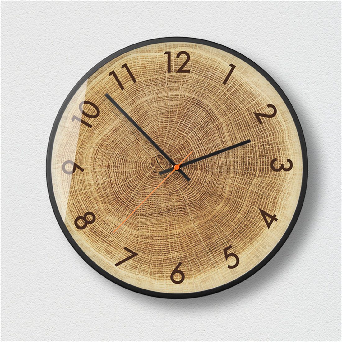 Wohnzimmer für dekorative stille Uhr Wanduhr Holzmaserung HOPPO~ B 35cm Wanduhr,