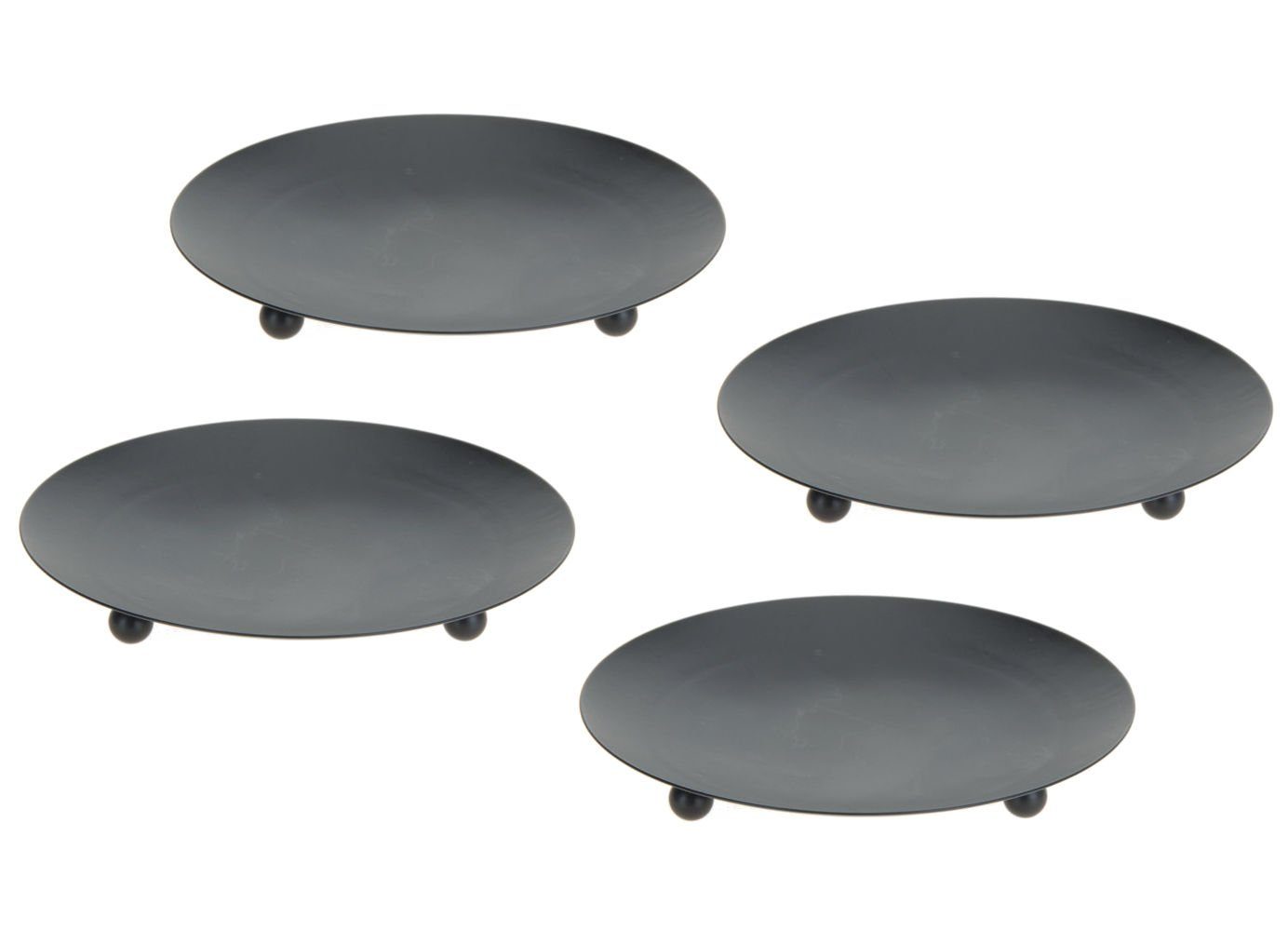 Spetebo Kerzenhalter Metall Kerzenteller schwarz 4er Set - 12 cm groß (Set, 4 St., Kerzenteller), Deko Kerzen Halter für Stumpenkerzen und Kurgelkerzen
