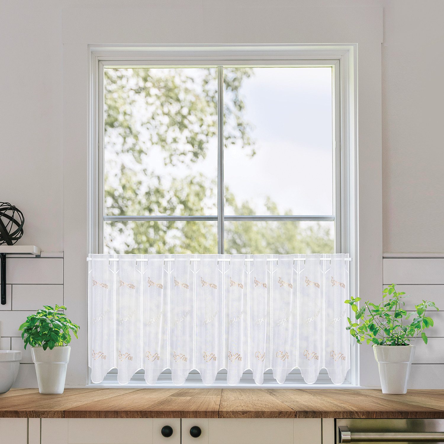 Gerster Scheibengardine Hanna, nach Maß (1 St), Durchzuglöcher, transparent, Voile, SB-Bistro "Hanna", nach Maß